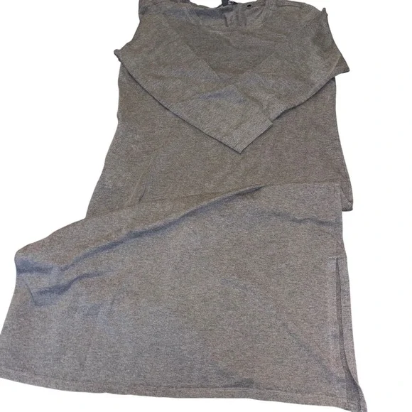 Toad&Co | Montclair Midi Dress | L Gray Organic Cotton Blend Long Sleeve Casual - Picture 3 of 13